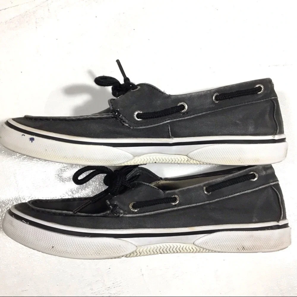 Sperry Top-Sider Bahama Canvas Boat Shoe Sneaker 8.5M‎ Black